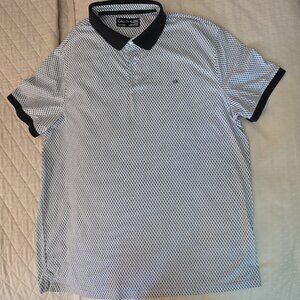 Calvin Klein Polo Shirt Men's XL Liquid Touch Black & White Diamond Short Sleeve